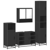 ZNTS 4 Piece Bathroom Furniture Set Black Engineered Wood 3301240