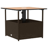 Garden Table with Parasol Hole Brown 55x55x46.5 cm Poly Rattan 364118