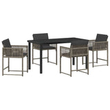 Garden Dining Set 5 pcs Grey Poly Rattan 3380750