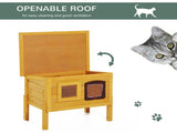 Garden Wooden Cat House Hide Cage Outdoor Pet Play Home Waterproof Roof Kitty Shelter Kennel w/ith T3398P376227