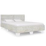 ZNTS Bed Frame without Mattress Grey Natural Rattan 140x200 cm 283091