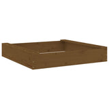 Sandbox with Seats Honey Brown Square Solid Wood Pine 825033