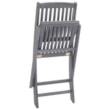 Outdoor Chair Set of 2 Grey Solid Acacia wood Medium Foldable 46335