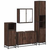 4 Piece Bathroom Furniture Set Brown Oak Engineered Wood 3301194