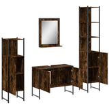 4 Piece Bathroom Cabinet Set Smoked Oak Engineered Wood 3214361