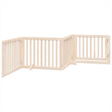 Dog Gate with Door Foldable 4 Panels 320 cm Poplar Wood 352241
