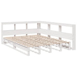 ZNTS Bookcase Bed without Mattress White 135x190cm Solid Wood Pine 3324515