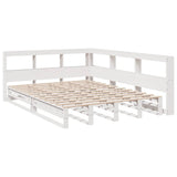 ZNTS Bookcase Bed without Mattress White 150x200cm Solid Wood Pine 3324497