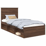 Bed Frame with Headboard Brown Oak 90 x 200 cm Solid Pine Wood 3411061