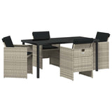 Garden Dining Set 5 pcs Light Grey Poly Rattan 3380611