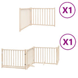 Dog Gate with Door Foldable 6 Panels 480 cm Poplar Wood 3155721
