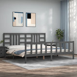 Bed Frame without Mattress Grey 200x200 cm Solid Wood Pine 3191993