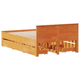 Bed Frame without Mattress with Headboard Wax Brown 135x190 cm Double Solid Wood Pine 3308782