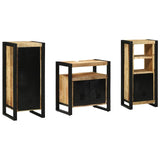 Bathroom Furniture Set with Shelf 3 pcs Brown Solid Mango Wood 3305632
