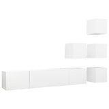 6 Piece TV Cabinet Set White Engineered Wood 3078721
