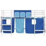 Kids'Loft Bed Frame with Curtains White and Blue 75 x 190 cm 42020815