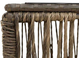Garden Table Grey and Black 55 x 55 x 37 cm PE Rattan and Glass 42035134