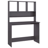 Desk with Shelf High Gloss Grey 110x45x157 cm Engineered Wood 800395