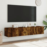 TV Wall Cabinets with LED Lights 2 pcs Smoked Oak 80x35x31 cm 837290