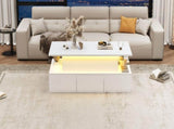 Lift-Top Coffee Table, Highgloss Centre Table with 4 drawers & LED lights, Lifting Sofa Side Table, N605P374201W