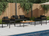 Outdoor Furniture Set with Cushion 4 pcs Black Poly Rattan 42025225