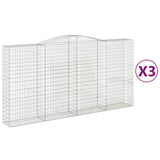 Arched Gabion Baskets 3 pcs 400x50x200/220 cm Galvanised Iron 3147062