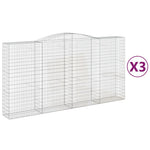 Arched Gabion Baskets 3 pcs 400x50x200/220 cm Galvanised Iron 3147062
