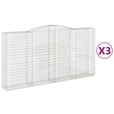 Arched Gabion Baskets 3 pcs 400x50x200/220 cm Galvanised Iron 3147062