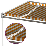 Manual Retractable Awning with LED 6x3.5 m Yellow and White 3070283