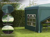 3 x 3m Pop Up Gazebo, Wedding Party Canopy Tent Marquee with Carry Bag and Windows, Green T3398P313588