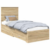 Bed Frame Sonoma Oak and Silver 70 x 190 cm Engineered Wood 3411370