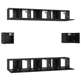 TV Cabinet Set Wall-mounted 8 pcs Black Oak Engineered Wood 3393154