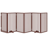 Dog Gate with Door Foldable 6 Panels Brown 300 cm Poplar Wood 352199
