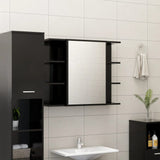 ZNTS Bathroom Mirror Cabinet Black 80x20.5x64 cm Engineered Wood 802607