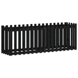 Garden Raised Bed with Fence Design Black 200x50x70 cm Solid Wood Pine 832514