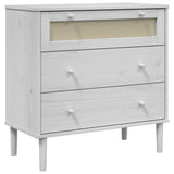 Drawer Cabinet SENJA Rattan Look White 80x40x80 cm Solid Wood Pine 358023