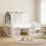 Bed Frame with Tunnel with Shelf 3 pcs White Engineered Wood 3423611