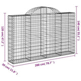 Arched Gabion Baskets 13 pcs 200x30x120/140 cm Galvanised Iron 3146142