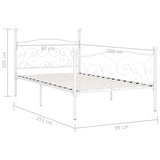Bed Frame without Mattress with Slatted Base White Metal 90x200 cm 284447