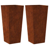 Garden Planters 2 pcs 35x35x75 cm Weathering Steel 851093