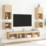 8 Piece TV Wall Units with LED Sonoma Oak Engineered Wood 3216592