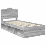 Bed Frame Grey Sonoma 90 x 190 cm Solid Pine Wood 3413367