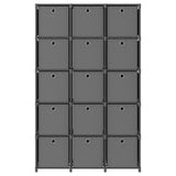 15-Cube Display Shelf with Boxes Grey 103x30x175.5 cm Fabric 322621