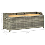 Garden Storage Bench 120 cm Poly Rattan Grey 46481