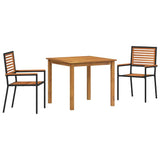 Garden Dining Set 3 pcs Black Solid Acacia Wood 3365511