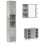 3 Piece Bathroom Furniture Set Concrete Grey Engineered Wood 3324855