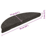 Stair Mats Self-adhesive 30 pcs 56x17x3 cm Anthracite Half Round 3365687