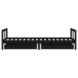Kids Bed Frame with Drawers Black 80x200 cm Solid Wood Pine 834407