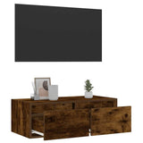 TV Cabinet with LED Lights Smoked Oak 75x35.5x25 cm 860233