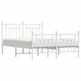 Bed Frame White Steel Double Bed Frame Rectangular 353604